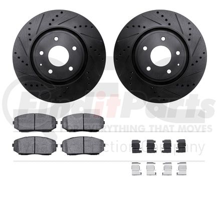 8512-80078 by DYNAMIC FRICTION COMPANY - Rotors-Drilled & Slotted-Black w/ 5000 Advanced Brake Pads Incl Hdw