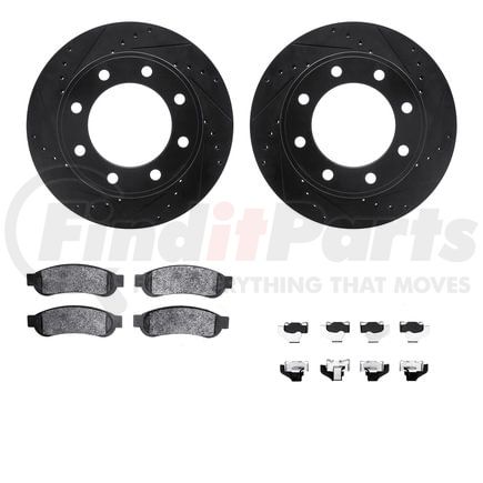 8512-99584 by DYNAMIC FRICTION COMPANY - Rotors-Drilled & Slotted-Black w/ 5000 Advanced Brake Pads Incl Hdw