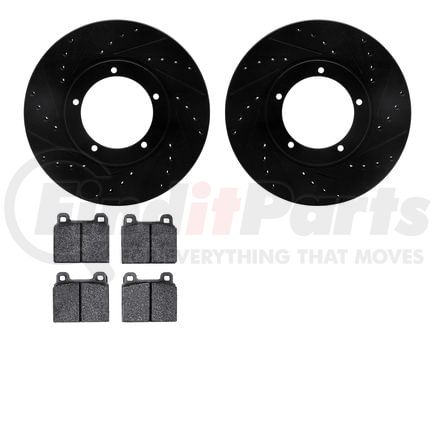 8602-02003 by DYNAMIC FRICTION COMPANY - Rotors-Drilled and Slotted-Black with 5000 Euro Ceramic Brake Pads