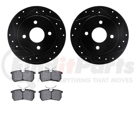 8602-54007 by DYNAMIC FRICTION COMPANY - Rotors-Drilled and Slotted-Black with 5000 Euro Ceramic Brake Pads