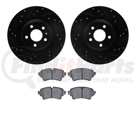 8602-73056 by DYNAMIC FRICTION COMPANY - Rotors-Drilled and Slotted-Black with 5000 Euro Ceramic Brake Pads