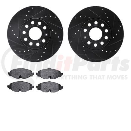 8602-74034 by DYNAMIC FRICTION COMPANY - Rotors-Drilled and Slotted-Black with 5000 Euro Ceramic Brake Pads