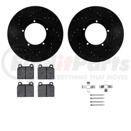 8612-02004 by DYNAMIC FRICTION COMPANY - Rotors-Drilled & Slotted-Black w/ 5000 Euro Ceramic Brake Pads Incl Hdw