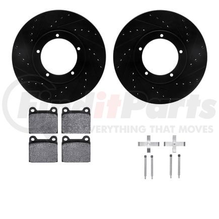 8612-02003 by DYNAMIC FRICTION COMPANY - Rotors-Drilled & Slotted-Black w/ 5000 Euro Ceramic Brake Pads Incl Hdw