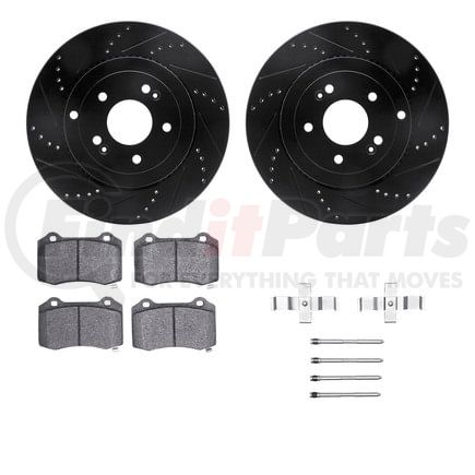 8612-03002 by DYNAMIC FRICTION COMPANY - Rotors-Drilled & Slotted-Black w/ 5000 Euro Ceramic Brake Pads Incl Hdw