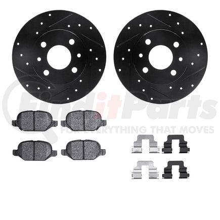 8612-07000 by DYNAMIC FRICTION COMPANY - Rotors-Drilled & Slotted-Black w/ 5000 Euro Ceramic Brake Pads Incl Hdw