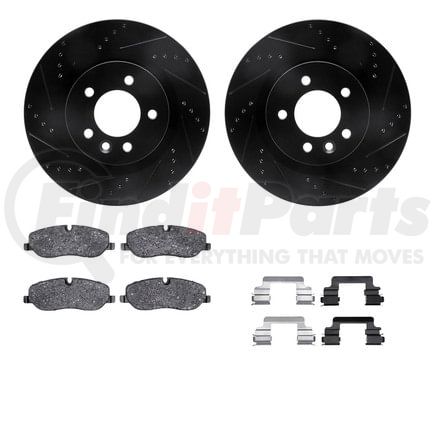 8612-11005 by DYNAMIC FRICTION COMPANY - Rotors-Drilled & Slotted-Black w/ 5000 Euro Ceramic Brake Pads Incl Hdw