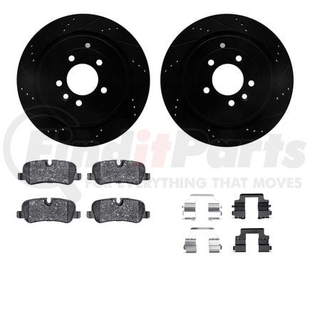 8612-11007 by DYNAMIC FRICTION COMPANY - Rotors-Drilled & Slotted-Black w/ 5000 Euro Ceramic Brake Pads Incl Hdw