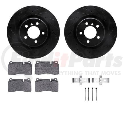 8612-11012 by DYNAMIC FRICTION COMPANY - Rotors-Drilled & Slotted-Black w/ 5000 Euro Ceramic Brake Pads Incl Hdw