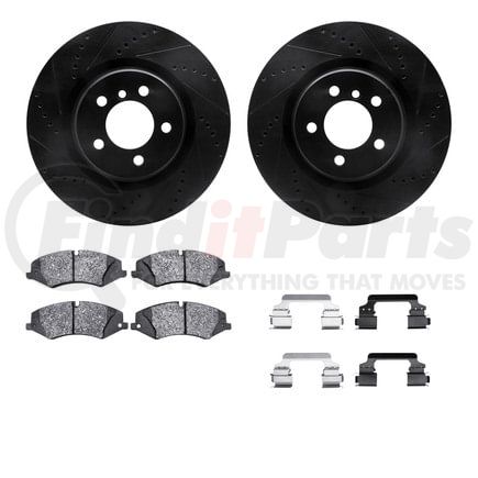 8612-11013 by DYNAMIC FRICTION COMPANY - Rotors-Drilled & Slotted-Black w/ 5000 Euro Ceramic Brake Pads Incl Hdw