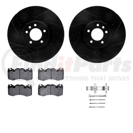 8612-11020 by DYNAMIC FRICTION COMPANY - Rotors-Drilled & Slotted-Black w/ 5000 Euro Ceramic Brake Pads Incl Hdw