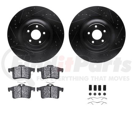 8612-20019 by DYNAMIC FRICTION COMPANY - Rotors-Drilled & Slotted-Black w/ 5000 Euro Ceramic Brake Pads Incl Hdw