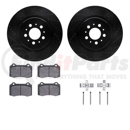 8612-27034 by DYNAMIC FRICTION COMPANY - Rotors-Drilled & Slotted-Black w/ 5000 Euro Ceramic Brake Pads Incl Hdw