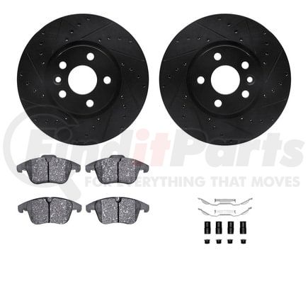 8612-27046 by DYNAMIC FRICTION COMPANY - Rotors-Drilled & Slotted-Black w/ 5000 Euro Ceramic Brake Pads Incl Hdw