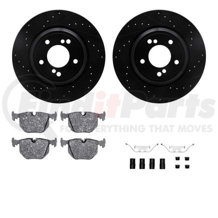 8612-31047 by DYNAMIC FRICTION COMPANY - Rotors-Drilled & Slotted-Black w/ 5000 Euro Ceramic Brake Pads Incl Hdw