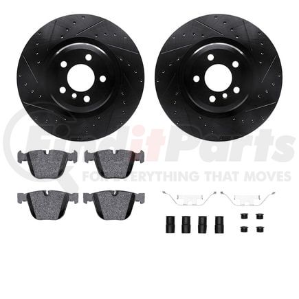 8612-31080 by DYNAMIC FRICTION COMPANY - Rotors-Drilled & Slotted-Black w/ 5000 Euro Ceramic Brake Pads Incl Hdw