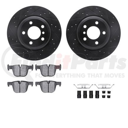 8612-31095 by DYNAMIC FRICTION COMPANY - Rotors-Drilled & Slotted-Black w/ 5000 Euro Ceramic Brake Pads Incl Hdw
