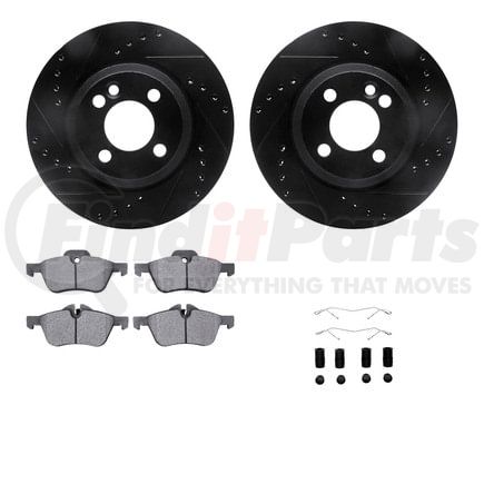 8612-32005 by DYNAMIC FRICTION COMPANY - Rotors-Drilled & Slotted-Black w/ 5000 Euro Ceramic Brake Pads Incl Hdw