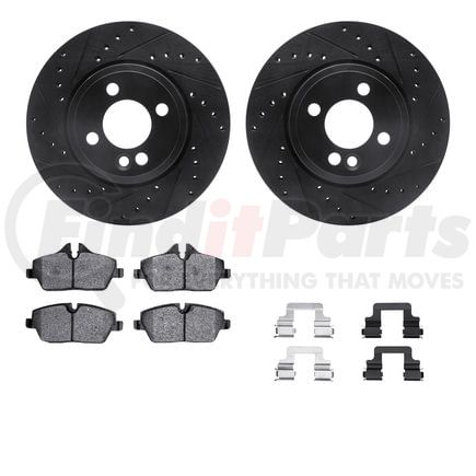 8612-32006 by DYNAMIC FRICTION COMPANY - Rotors-Drilled & Slotted-Black w/ 5000 Euro Ceramic Brake Pads Incl Hdw