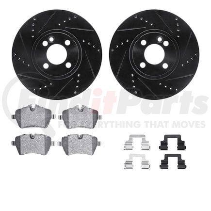 8612-32007 by DYNAMIC FRICTION COMPANY - Rotors-Drilled & Slotted-Black w/ 5000 Euro Ceramic Brake Pads Incl Hdw