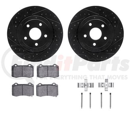 8612-42001 by DYNAMIC FRICTION COMPANY - Rotors-Drilled & Slotted-Black w/ 5000 Euro Ceramic Brake Pads Incl Hdw