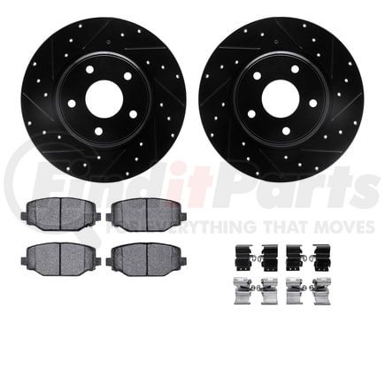 8612-40004 by DYNAMIC FRICTION COMPANY - Rotors-Drilled & Slotted-Black w/ 5000 Euro Ceramic Brake Pads Incl Hdw