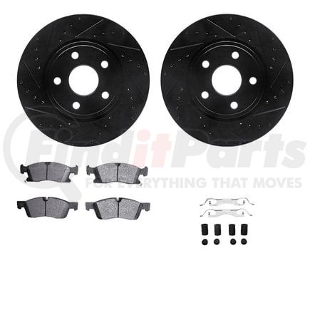 8612-42002 by DYNAMIC FRICTION COMPANY - Rotors-Drilled & Slotted-Black w/ 5000 Euro Ceramic Brake Pads Incl Hdw