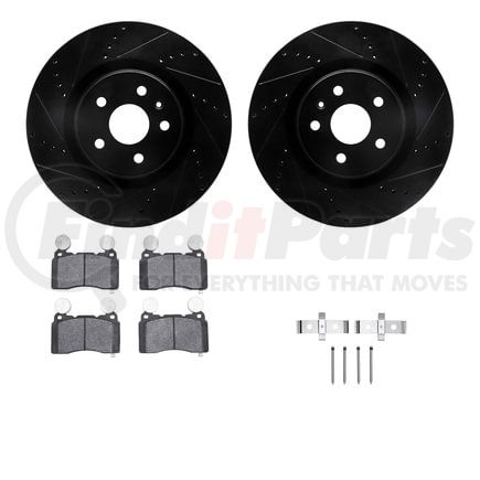 8612-45007 by DYNAMIC FRICTION COMPANY - Rotors-Drilled & Slotted-Black w/ 5000 Euro Ceramic Brake Pads Incl Hdw