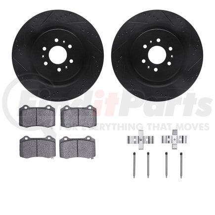 8612-46005 by DYNAMIC FRICTION COMPANY - Rotors-Drilled & Slotted-Black w/ 5000 Euro Ceramic Brake Pads Incl Hdw