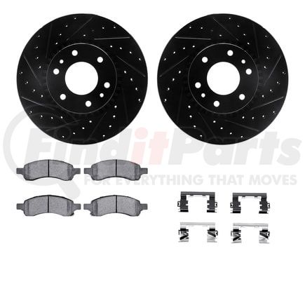 8612-48004 by DYNAMIC FRICTION COMPANY - Rotors-Drilled & Slotted-Black w/ 5000 Euro Ceramic Brake Pads Incl Hdw