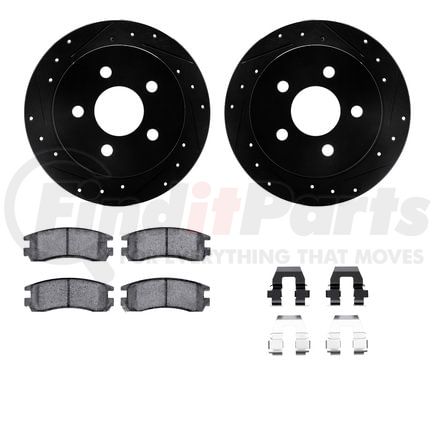 8612-52001 by DYNAMIC FRICTION COMPANY - Rotors-Drilled & Slotted-Black w/ 5000 Euro Ceramic Brake Pads Incl Hdw