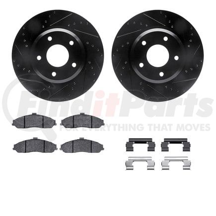 8612-52002 by DYNAMIC FRICTION COMPANY - Rotors-Drilled & Slotted-Black w/ 5000 Euro Ceramic Brake Pads Incl Hdw