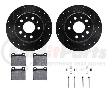 8612-63008 by DYNAMIC FRICTION COMPANY - Rotors-Drilled & Slotted-Black w/ 5000 Euro Ceramic Brake Pads Incl Hdw