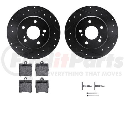 8612-63029 by DYNAMIC FRICTION COMPANY - Rotors-Drilled & Slotted-Black w/ 5000 Euro Ceramic Brake Pads Incl Hdw