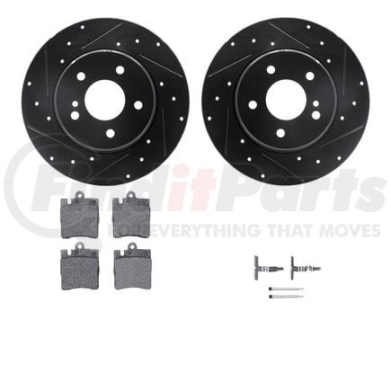 8612-63051 by DYNAMIC FRICTION COMPANY - Rotors-Drilled & Slotted-Black w/ 5000 Euro Ceramic Brake Pads Incl Hdw