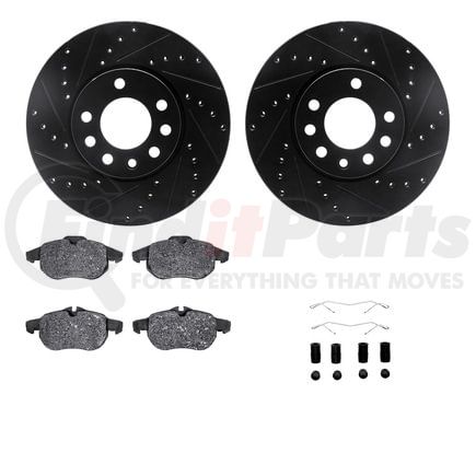 8612-65010 by DYNAMIC FRICTION COMPANY - Rotors-Drilled & Slotted-Black w/ 5000 Euro Ceramic Brake Pads Incl Hdw