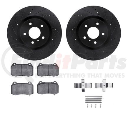 8612-68001 by DYNAMIC FRICTION COMPANY - Rotors-Drilled & Slotted-Black w/ 5000 Euro Ceramic Brake Pads Incl Hdw