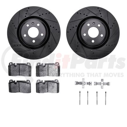 8612-73059 by DYNAMIC FRICTION COMPANY - Rotors-Drilled & Slotted-Black w/ 5000 Euro Ceramic Brake Pads Incl Hdw