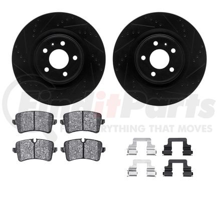 8612-73057 by DYNAMIC FRICTION COMPANY - Rotors-Drilled & Slotted-Black w/ 5000 Euro Ceramic Brake Pads Incl Hdw