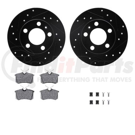 8612-74022 by DYNAMIC FRICTION COMPANY - Rotors-Drilled & Slotted-Black w/ 5000 Euro Ceramic Brake Pads Incl Hdw