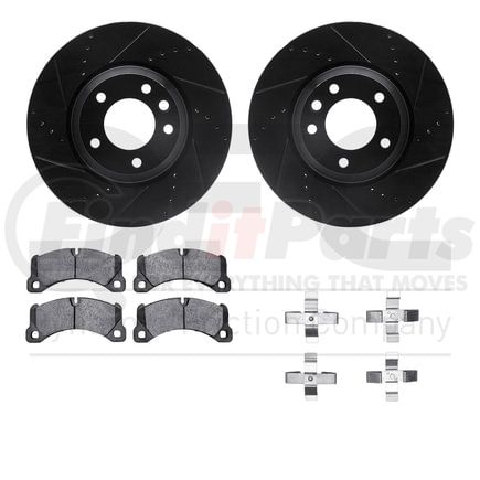 8612-74051 by DYNAMIC FRICTION COMPANY - Rotors-Drilled & Slotted-Black w/ 5000 Euro Ceramic Brake Pads Incl Hdw