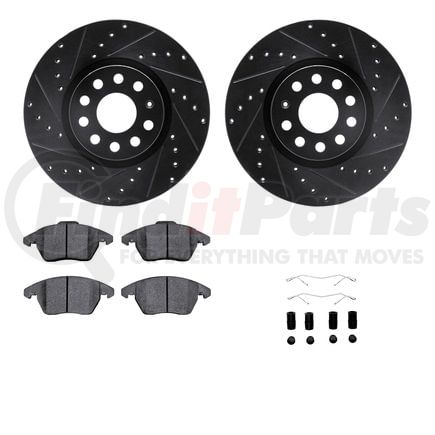 8612-74054 by DYNAMIC FRICTION COMPANY - Rotors-Drilled & Slotted-Black w/ 5000 Euro Ceramic Brake Pads Incl Hdw