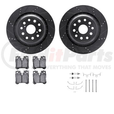 8612-75004 by DYNAMIC FRICTION COMPANY - Rotors-Drilled & Slotted-Black w/ 5000 Euro Ceramic Brake Pads Incl Hdw