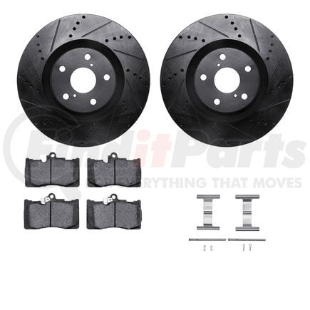 8612-75006 by DYNAMIC FRICTION COMPANY - Rotors-Drilled & Slotted-Black w/ 5000 Euro Ceramic Brake Pads Incl Hdw