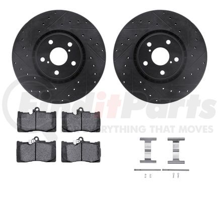 8612-75005 by DYNAMIC FRICTION COMPANY - Rotors-Drilled & Slotted-Black w/ 5000 Euro Ceramic Brake Pads Incl Hdw