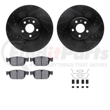 8512-27051 by DYNAMIC FRICTION COMPANY - Rotors-Drilled & Slotted-Black w/ 5000 Advanced Brake Pads Incl Hdw