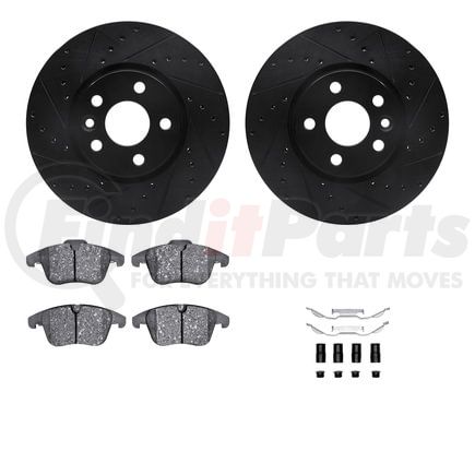 8512-27059 by DYNAMIC FRICTION COMPANY - Brake Rotor - Drilled & Slotted - Black w/5000 Brake Pads & HW Kit