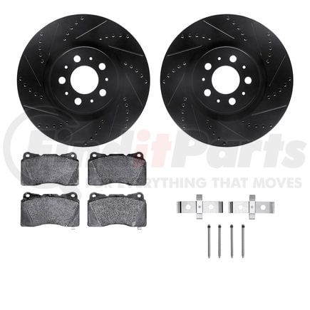 8512-27204 by DYNAMIC FRICTION COMPANY - Rotors-Drilled & Slotted-Black w/ 5000 Advanced Brake Pads Incl Hdw