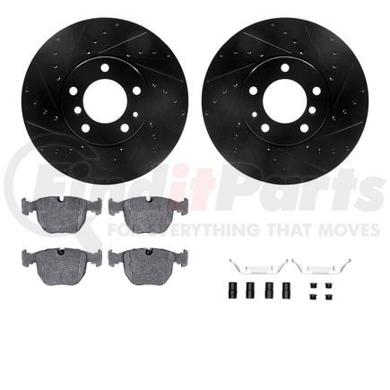 8512-31029 by DYNAMIC FRICTION COMPANY - Rotors-Drilled & Slotted-Black w/ 5000 Advanced Brake Pads Incl Hdw