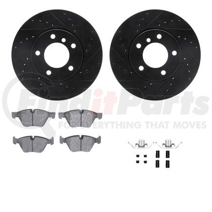 8512-31072 by DYNAMIC FRICTION COMPANY - Rotors-Drilled & Slotted-Black w/ 5000 Advanced Brake Pads Incl Hdw